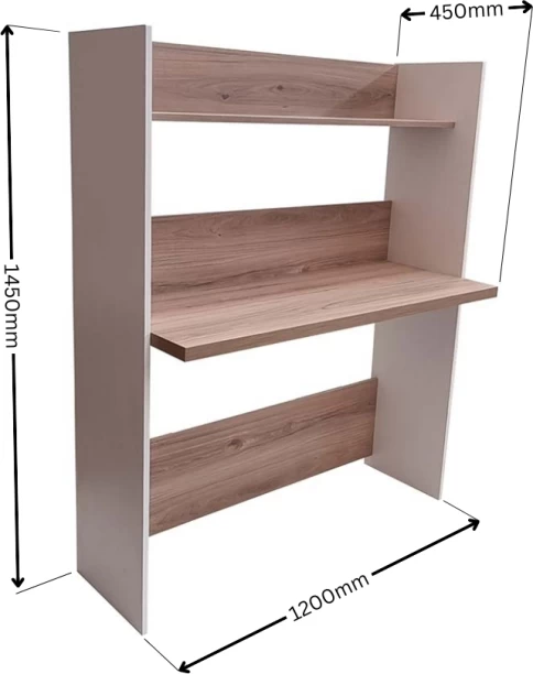 Flatpack DIY Stirling Wall Desk 120cm x 40cm Study Table – White & Sahara - Image 2