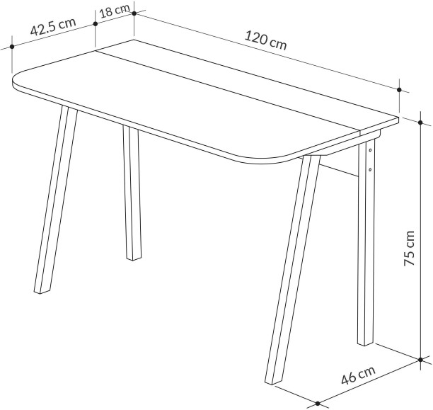 H.G. Bava CC 497/OAK Study Table – Brown - Image 3