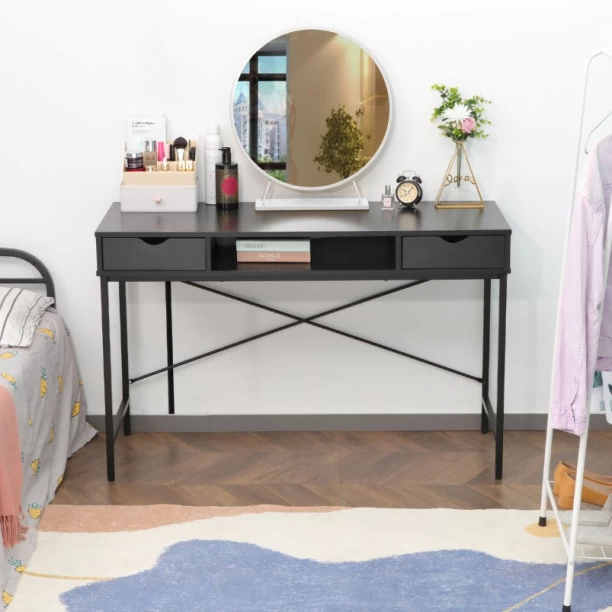 VIVIDITTO Kiana Writing Desk with Drawers - Elevate Your Workspace Multipurpose Table – Black - Image 2