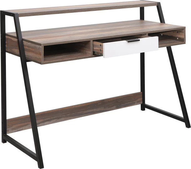 Creative Deco DAKOTA Premium Home & Office Desk with Drawer - RUSTIC BROWN Multipurpose Table