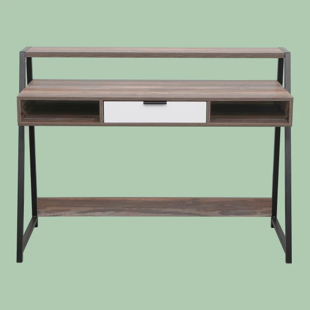 Creative Deco DAKOTA Premium Home & Office Desk with Drawer - RUSTIC BROWN Multipurpose Table - Image 4