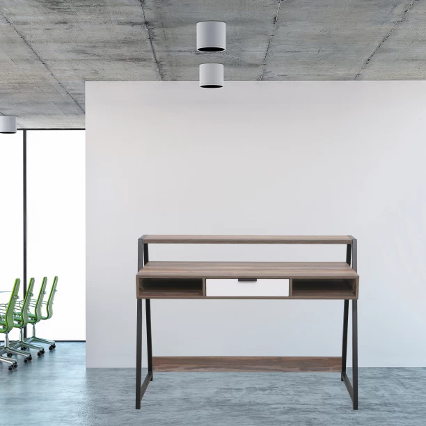 Creative Deco DAKOTA Premium Home & Office Desk with Drawer - RUSTIC BROWN Multipurpose Table - Image 2