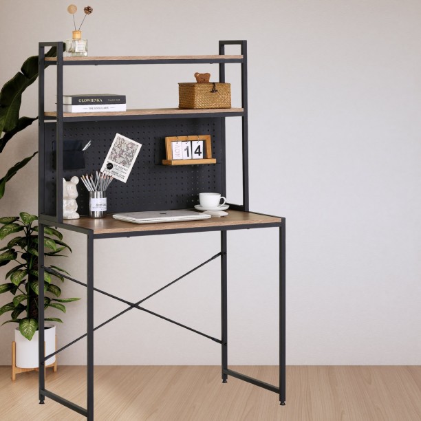 Infinity Homeware Strasbourg Study Desk & Peg Board with 2 Tier Shelves - Study Table – Sky Veneer - Image 7