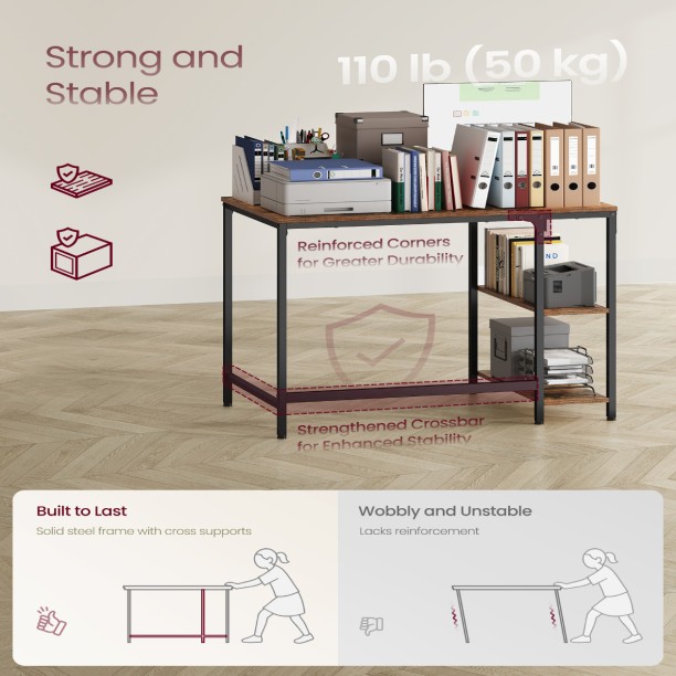 LAZAVA CASA-VGL-6B01 Study Table – BROWN - Image 3