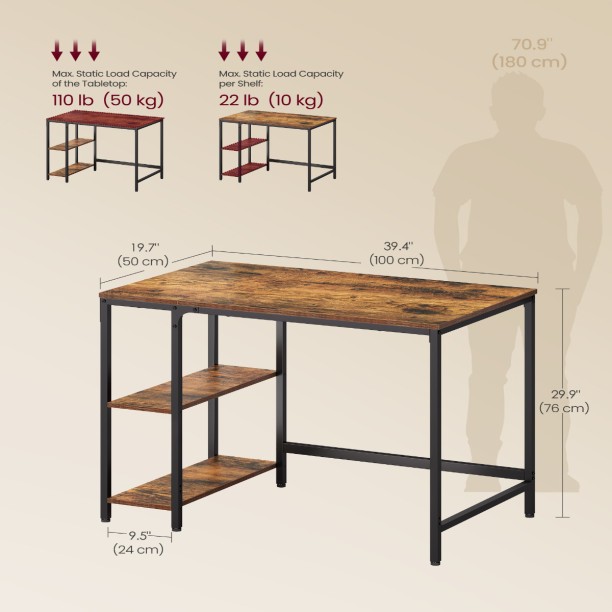 LAZAVA CASA-VGL-6B01 Study Table – BROWN - Image 2