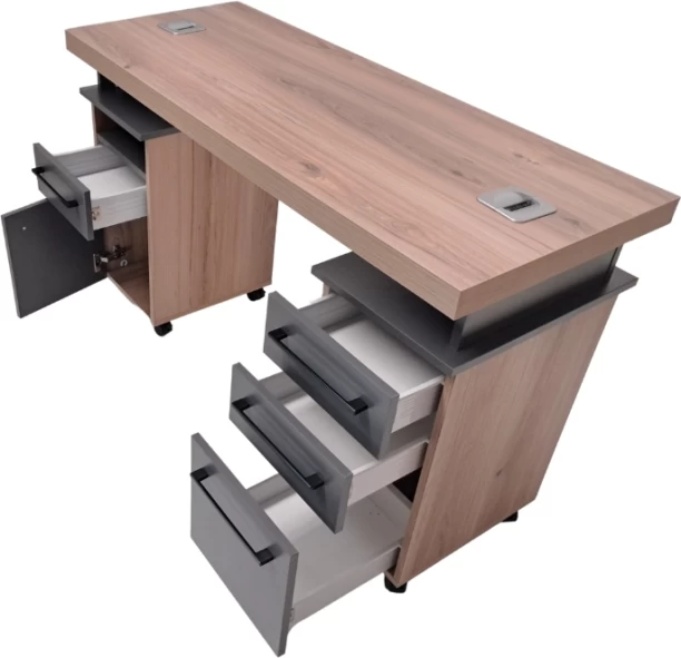 Flatpack DIY Manicure Nail Desk Multipurpose Table – Sahara & Storm Grey - Image 2