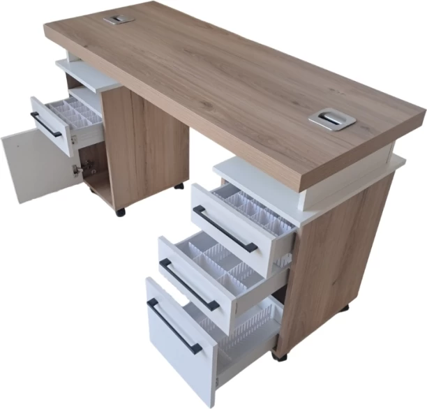 Flatpack DIY Manicure Nail Desk Multipurpose Table – Sahara & White - Image 2