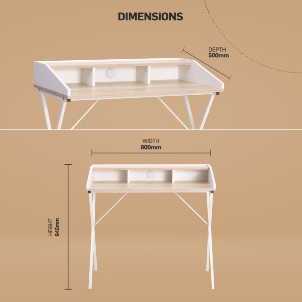 Everfurn Atlantis Desk Office Table – Light Oak - Image 3