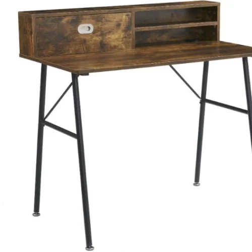VIVIDITTO 2 tier Computer Office Desk with shelves Study Table; Multipurpose Table – BROWN