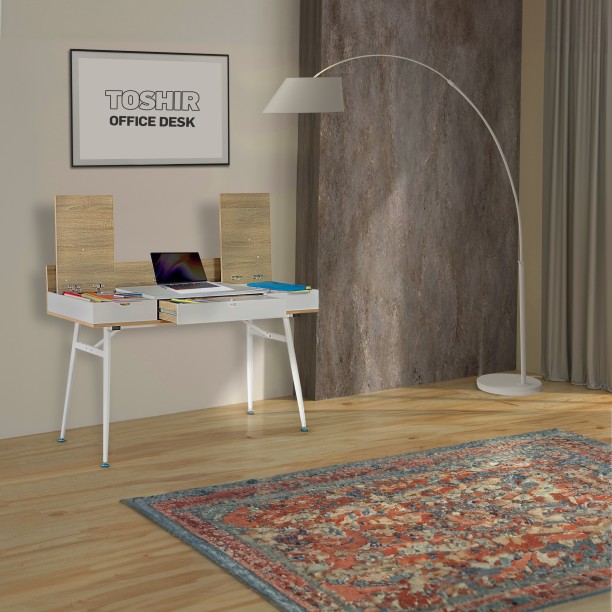 Everfurn Toshir Premium Desk with 1 Large Drawer and 2 Storage Cavities Office Table – White - Image 6