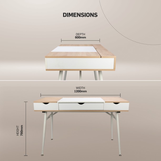 Everfurn Toshir Premium Desk with 1 Large Drawer and 2 Storage Cavities Office Table – White - Image 5