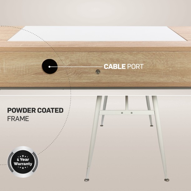 Everfurn Toshir Premium Desk with 1 Large Drawer and 2 Storage Cavities Office Table – White - Image 4