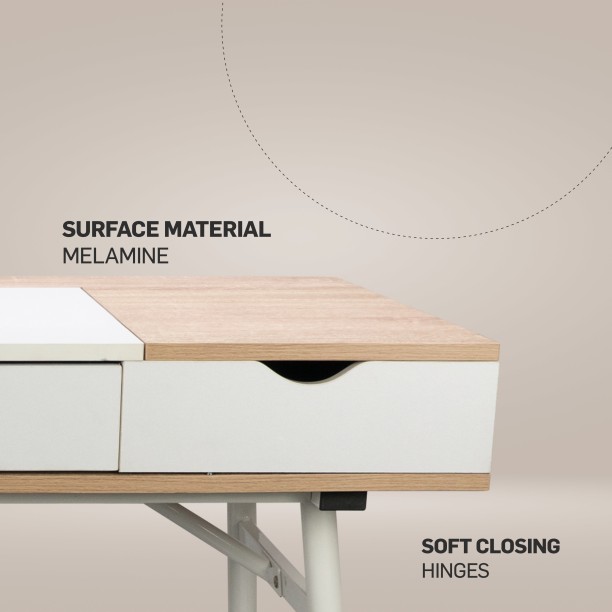 Everfurn Toshir Premium Desk with 1 Large Drawer and 2 Storage Cavities Office Table – White - Image 3