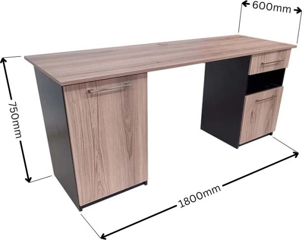 Flatpack DIY Galway Desk 180cm Office Table – Sahara, Ebony & Sahara Fronts - Image 2