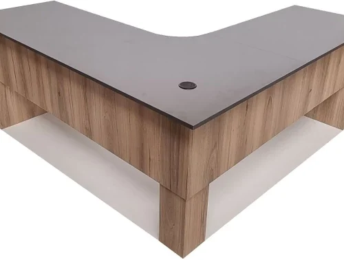 Flatpack DIY London Corner Desk 180cm Office Table – Storm Grey & Sahara