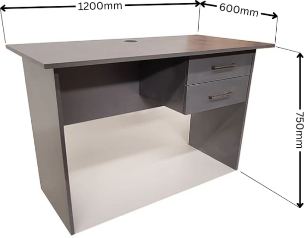 Flatpack DIY London 2 Drawer Desk 120cm Study Table – Storm Grey - Image 2