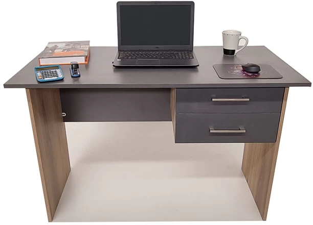 Flatpack DIY London 2 Drawer Desk 120cm Study Table – Storm Grey & Sahara - Image 3
