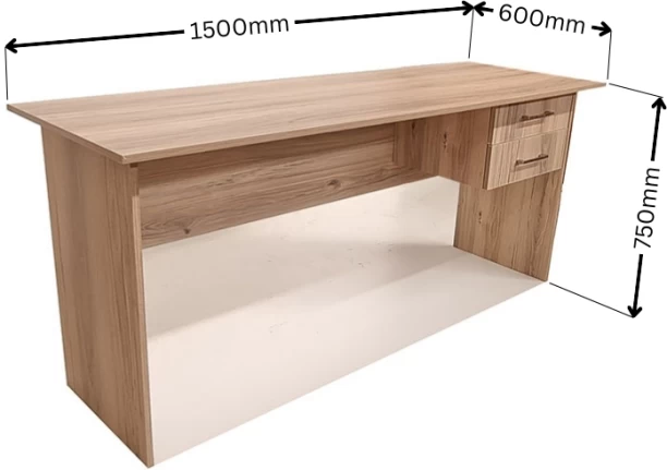 Flatpack DIY London 2 Drawer Desk 150cm Office Table – Sahara - Image 2