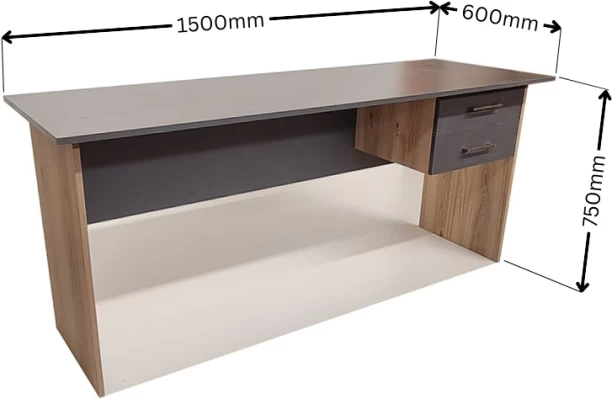Flatpack DIY London 2 Drawer Desk 150cm Office Table – Storm Grey & Sahara - Image 2
