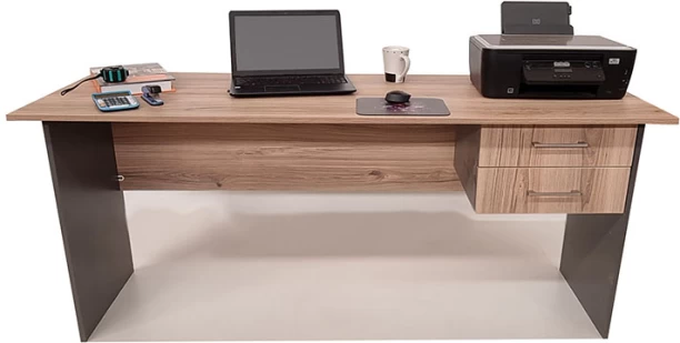 Flatpack DIY London 2 Drawer Desk 180cm Office Table – Sahara & Storm Grey - Image 3