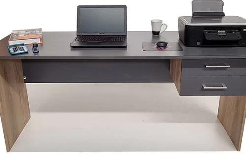 Flatpack DIY London 2 Drawer Desk 180cm Study Table – Storm Grey & Sahara