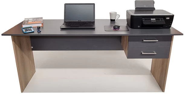 Flatpack DIY London 2 Drawer Desk 180cm Study Table – Storm Grey & Sahara