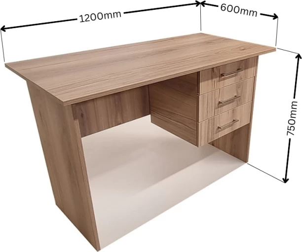 Flatpack DIY London 3 Drawer Desk 120cm Study Table – Sahara - Image 2