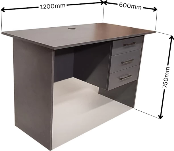 Flatpack DIY London 3 Drawer Desk 120cm Study Table – Storm Grey - Image 2