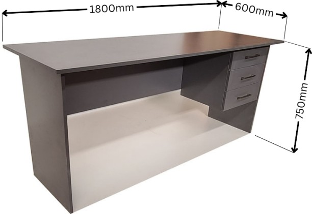 Flatpack DIY London 3 Drawer Desk 180cm Office Table – Storm Grey - Image 2
