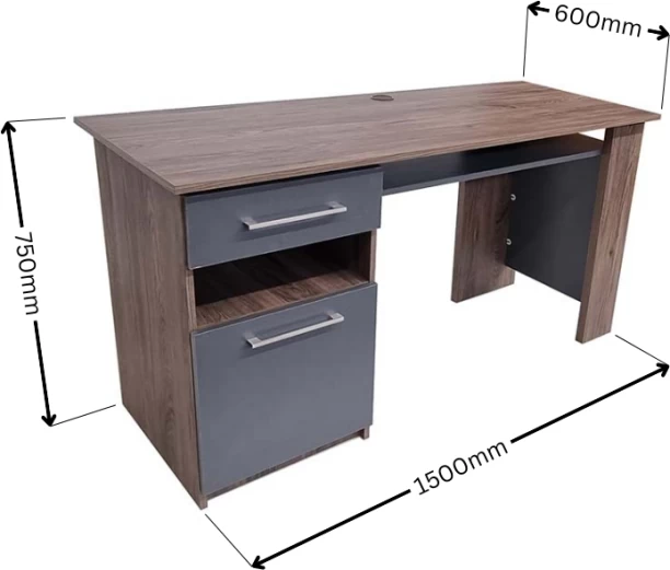 Flatpack DIY Wexford Modern Desk 150cm Office Table – Chobe & Storm Grey - Image 2