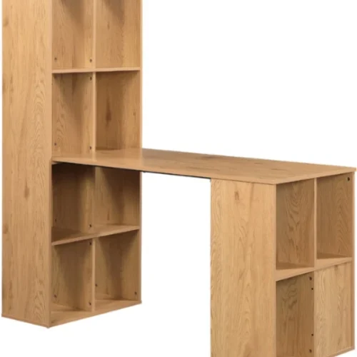 Anchor Multi-functional Office Table with Bookshelf Storage & Compartments Multipurpose Table – Brown