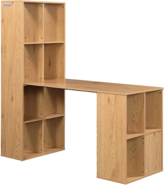 Anchor Multi-functional Office Table with Bookshelf Storage & Compartments Multipurpose Table – Brown
