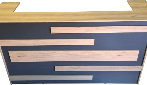 Flatpack DIY Windsor Reception Desk 160cm Office Table – Sahara & Storm Grey