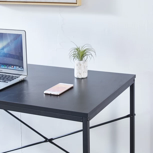 ArtisanFurnitureWarehouse Furniture 120 × 60 × 75cm office desk double-layer side storage rack industrial metal frame writing desk multi-purpose learning and gaming suitable for both home and apartment work and study-Black Multipurpose Table - Image 2