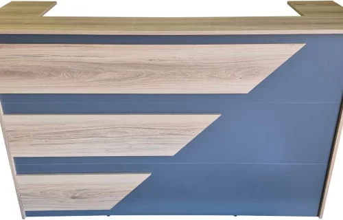 Flatpack DIY Stratford Reception Desk 180cm Multipurpose Table – Sahara & Storm Grey