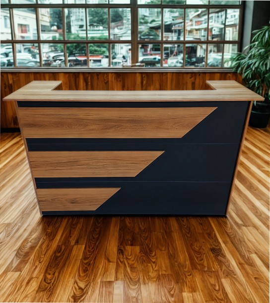 Flatpack DIY Stratford Reception Desk 180cm Multipurpose Table – Sahara & Storm Grey - Image 6