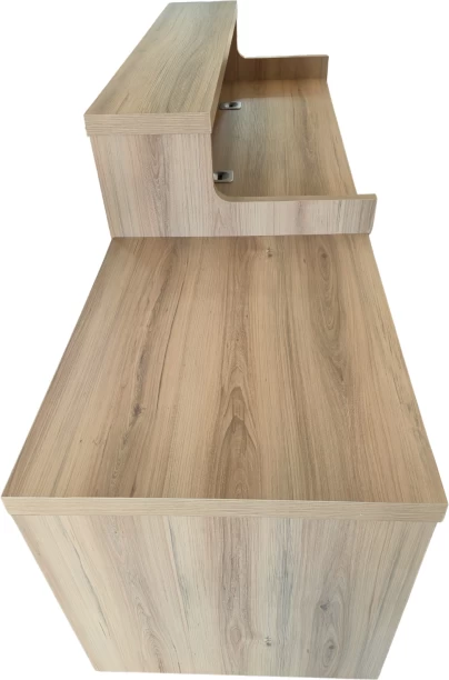 Flatpack DIY Wrexham Reception Desk 250cm Multipurpose Table – Sahara & Storm Grey - Image 4