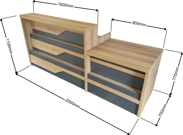 Flatpack DIY Wrexham Reception Desk 250cm Multipurpose Table – Sahara & Storm Grey - Image 3