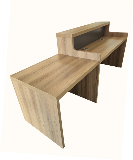 Flatpack DIY Wrexham Reception Desk 250cm Multipurpose Table – Sahara & Storm Grey - Image 2