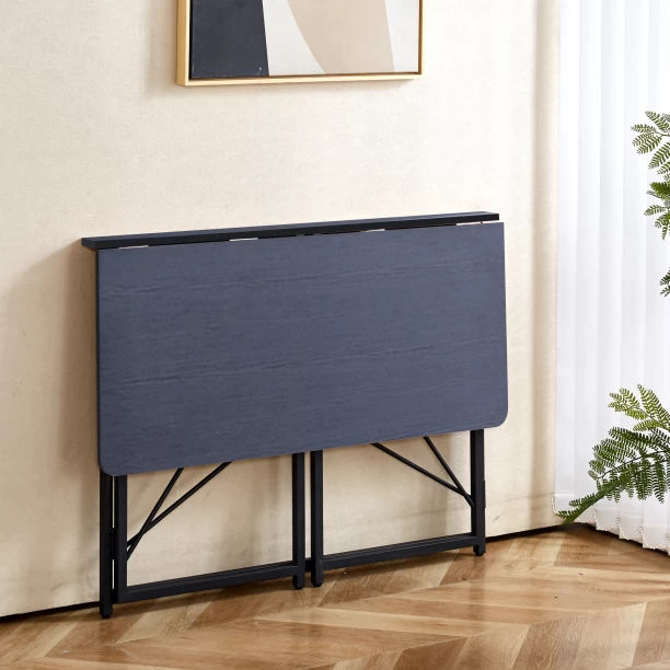 Artisan Furniture 100 × 45 × 75cm Foldable Storage Computer Desk Writing Desk with X-shaped Metal Frame Space Saving Suitable for Home Office Bedroom Dormitory Work-Black Multipurpose Table - Image 4