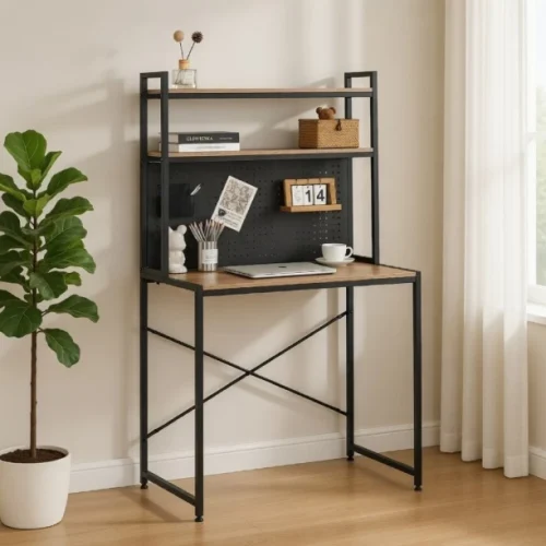 Bragg Essential Student Desk with Pegboard Study Table – Oak