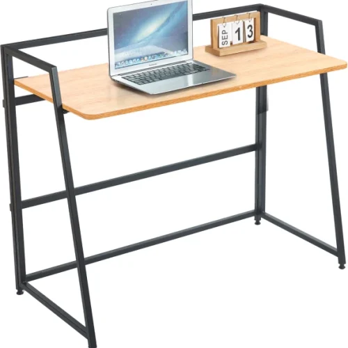 ArtisanFurnitureWarehouse Furniture 100 × 50 × 80cm Foldable Storage Computer Desk Writing Desk with X-shaped Metal Frame Space Saving Suitable for Home Office Bedroom Dormitory-GREY WOOD Multipurpose Table