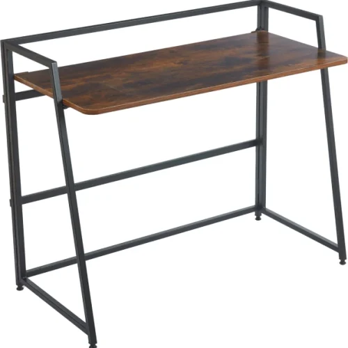 WLOTPUI 39.4 inch Folding Computer Desk, Home Office Study Writing Desk, Saving Space ,Notebook Collapsible Table,No Assembly Required Engineered Wood Computer Desk – Brown