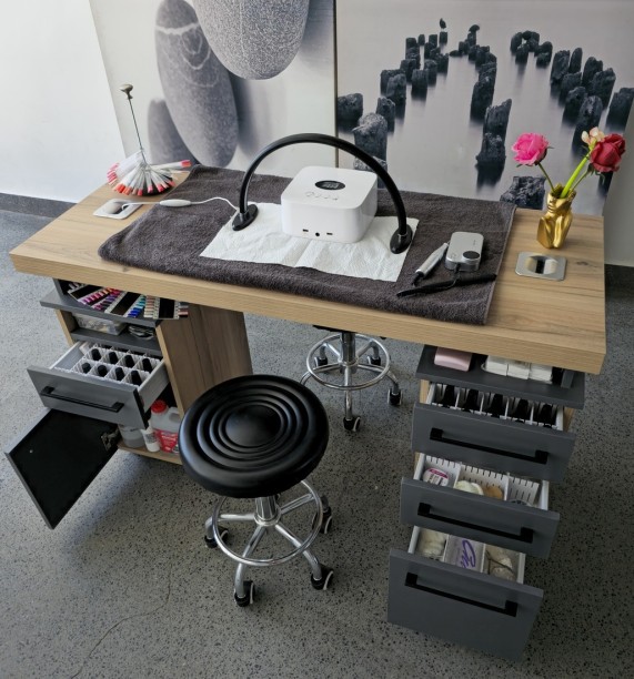 Flatpack DIY Manicure Nail Desk Multipurpose Table – Sahara & Storm Grey - Image 5