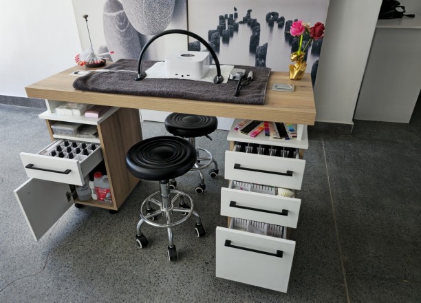 Flatpack DIY Manicure Nail Desk Multipurpose Table – Sahara & White - Image 5
