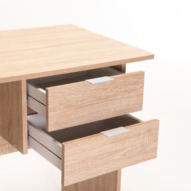 Novafurn Leno 120cm Study / Office Desk with 2 Drawer Office Table – Light Oak - Image 4