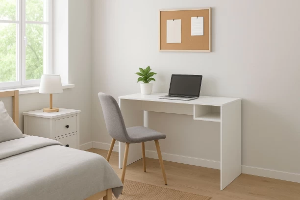Decorum & Co Student Desk with Shelf – 1200 Study Table – White - Image 2