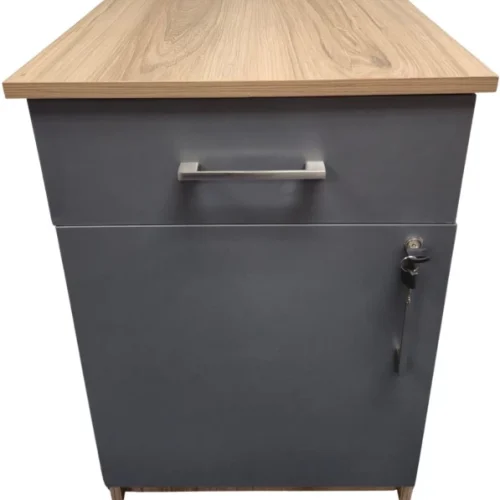 Flatpack DIY Cambridge 1 Door, 1 Drawer Pedestal - Storm Grey & Sahara Office Table