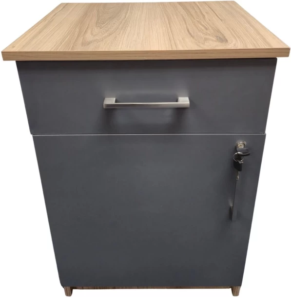 Flatpack DIY Cambridge 1 Door, 1 Drawer Pedestal - Storm Grey & Sahara Office Table