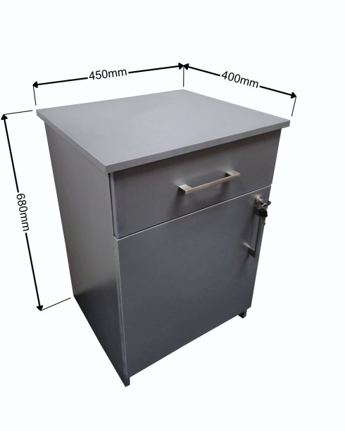 Flatpack DIY Cambridge 1 Door, 1 Drawer Pedestal - Storm Grey Office Table - Image 3